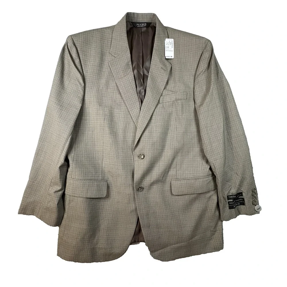 Jos A Bank Mens 43R 37 (46R 38x37) NWT Olive Brown Houndstooth 2 Pleat Wool Suit